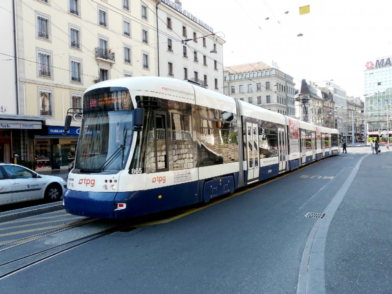 TG - Tram Be 6/8 865 unterwegs in der Stadt Genf am 07.05.2008