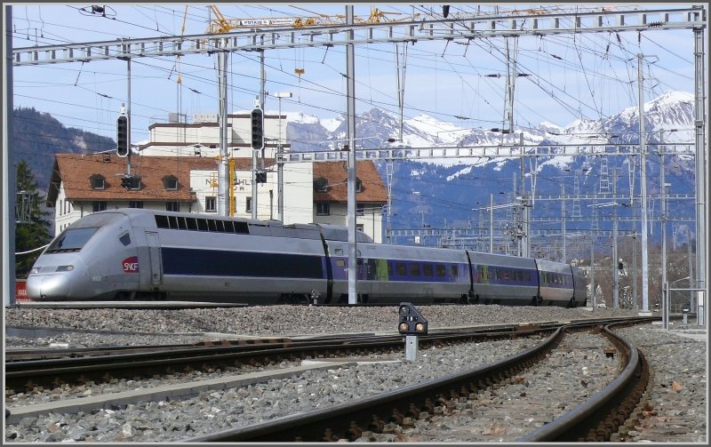 TGV Lyria aus Paris trifft in Chur ein. (15.03.2008)