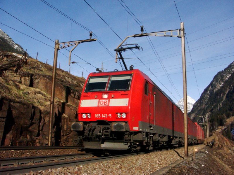 The Red Train below Wassen at 24.01.2008