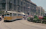 Alexandria SL 5 (DÜWAG/Kiepe-GT6 821, ex-Københavns Sporveje 821) im Juni 1977. - Scan eines Farbnegativs. Film: Kodak Kodacolor II. Kamera: Minolta SRT-101.