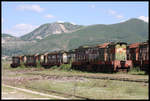Ende des Fahrbetriebs im Bahnhof Prrenjas in Albanien nahe der mazedonischen Grenze.