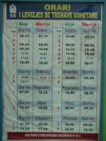 Fahrplan der HSH im Bahnhof Durres.