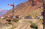 Puente del Inca, Argentinien Januar 2000:  Kleiner schnuckeliger Bahnhof an der Seite der bekannten Naturbrcke.