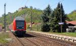 Eine RB von Saalfeld/Saale nach Naumburg erreicht am 28.04.12 den Hp.