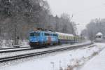 1042 520 mit DLr 1768 (Mnchen Pasing Bbf – Kufstein) am 12.01.2013 in Aling.