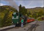 <U>Bahnbildergipfeltreffen in Brienz.</U>  

Zwischenstop Planalp. Auch wenn der erste Zug Express zum Gipfel rauscht... In Planalp wird erst einmal Wasser gefasst. September 2013.