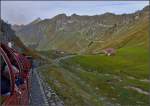 <U>Bahnbildergipfeltreffen in Brienz.</U>  

In Oberstafel ist die höchste Alp durchfahren, nun geht es zum Gipfel des Rothorns. September 2013.