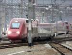 Thalys 4344 aus Aachen kommend auf dem Gleisvorfeld des Bahnhofs von Lige Guillemins am 07.03.08