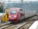 Ein Thalys PBKA kommt am 28.06.08 aus Kln und fhrt in den Bahnhof Lige Guillemins ein.