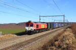 Belgiën  Lok DE6310 1266 280 vom BLSCargo Nord zieht einem Containerzug auf Gegenspur in Warsage  4/2/2026
