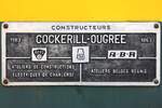 Herstellerschild der PFT/CFB 5183 (ex 200.83, Hersteller: Cockerill, ACEC und ABR, Baujahr: 1963, Fabr.Nr.: 3907) am 24.Juli 2026 im CFB Gare Spontin.