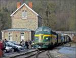Der PFT Sonderzug aufgenommen am 07.12.08 nach seiner Ankunft im schn restaurierten Bahnhof von Spontin.