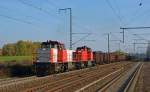 Der aus dem Tagebau Profen kommende Kohlezug nach Helmstedt rollte am 31.10.15 geführt von den Captrain-Loks 61 701 und 275 833 durch Rodleben Richtung Magdeburg.