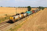 Belgi�n
Loks 7767+7769 von Lineas ziehen einem Stahlzug in Pousset
23/8/2026