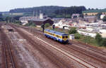 NMBS 4509 als Zug L-5963 von Libramont nach Virton bei der Einfahrt in Virton, 13.07.1999, Scan 7940.
