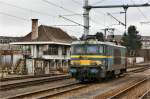 die SNCB BR 1503 wartet im Bahnhof Gouvy (B)  Aufnahme vom 23.12.08