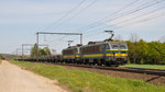 HLE 2131 und 2123 ziehen einen Stahlplattenzug Richtung Kinkempois, hier aufgenommen am 06/05/2016 kurz vor Tongeren.