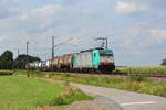 E186 223 rauscht mit einem kurzen Güterzug durch Meerhog Richtung Wesel.