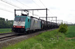 NMBS 2841 mit Zug 47068 Basel Antwerpen-petrol bei Hoeselt am 25.Mai 2016