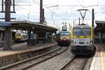 Bruxelles-Midi am 23.Juli 2026. - Von links nach rechts: AM08 08187 (94 88 008 187 ?-?), 2808 (186 200-2) und 1810 (91 88 0180 100-?, alle SNCB.