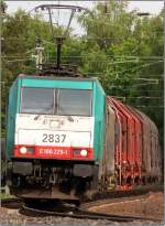 Die belgische 2837 in Frontalansicht,am Haken Gterfracht aus Gremberg.