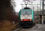 Die Cobra 2827 kommt mit einem langen gemischen Güterzug aus Köln-Gremberg nach Antwerpen-Noord(B) aus Richtung Köln und fährt durch Stolberg-Hbf in Richtung Eilendorf,Aachen-Rothe