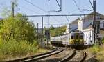 Das Doppel aus AM 66 657 und 663 verlässt am 17.10.2023 den Bahnhof Spa in Richtung Spa-Géronstère