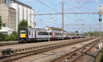 Einsätze der AM96 in Luxemburg sind bereits Geschichte. NMBS 511 + 517 als IC-2140 von Luxembourg nach Brussel Zuid bei durchfahrt in Kleinbettingen am 12.09.2009, 17.33u. Scanbild 17515, Fuji S200.