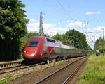 Der Thalys aus Köln-Hbf-Paris(F) kommt durch Kohlscheid als Umleiter aus Richtung Rheydt,Herzogenrath und fährt in Richtung Aachen-West,Aachen-Schanz,Aachen-Hbf und fährt die