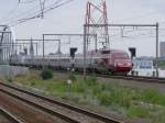 Ein neuer Thalys PBA (mit Stufenfront) auf der Neubaustrecke kurz vor Antwerpen-Luchtbal.