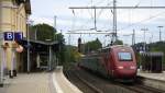 Ein Nachschuss vom Thalys aus Köln-Hbf-Paris(F) kommt durch Herzogenrath als Umleiter aus Richtung Rheydt,Übach-Palenberg, und fährt in Richtung