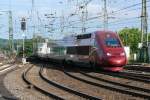 An diesem sonnigen 13/08/2009 nähert sich Thalys 4344 Köln - Paris-Nord dem Aachener HBF.