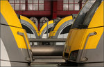 Dem Bahnstreik sei Dank -    So standen etliche Triebwagen vom Typ AM 08 im Bahnhof Antwerpen Centraal.