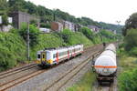 Belgiën  Triebzug 764 vom SNCB mit Personenzug Liège - Namur, verlasst Engis  4/8/2014