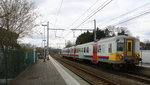 Ein Triebzug der SNCB 662 kommt aus Aachen-Hbf nach Spa-Géronstère(B) und kommt aus Richtung Aachen-Hbf,Aachen-Süd(D) und fährt in den Bahnhof von Hergenrath(B) ein und hält