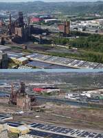Cockerill Sambre verschwindet. Einst prägte das Stahlwerk die Stadt. Über weite Teile erstreckten sich die Anlagen von Cockerill Sambre entlang der Maas. 2011 wurde das Stahlwerk geschlossen und stand viele Jahre leer. Durch das Stahlwerk führt die Linie 125A Liège (Val-Benoit) - Flémalle (Haute) welche seit 2018 wieder Personenverkehr aufweist. Das obere Bild wurde am 9.9.23 aufgenommen. Knapp 2,5 Jahre später am 1.5.26 ist vom einsitigen Stahlwerk nicht mehr viel übrig. 

Lüttich 01.05.2026