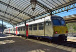 Triebwagen 396 f�hrt in Pepinster aus in Richtung L�ttich. Besonders sehenwert ist die Marquise von 1888.

Pepinster 07.04.2026