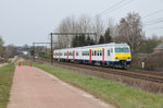 Die blitzblanke und absolut graffittifreie 345 der Serie AM80 fuhr mir am 2/4/2016 in Hoeselt vor die Linse.