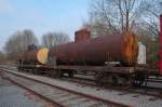 Kesselwagen Wrack des Sammler Walter Ley,auf der nicht mehr angeschloßene Gleisanlage am Gare du Hombourg ( Belgien)