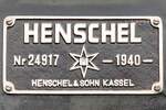 Fabrikschild der CFV3V 158  ELNA 5  (ex�Teutoburger Wald-Eisenbahn�154, ex�Kleinbahn Kaldenkirchen–Br�gge�158, ex Stoomtram Goes-Borsele 7 [NL]).