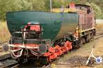 Zum L�schwagen umgebauter Wannentender Type 2’2’ T30 der CFV3V mit der ehemaligen SNCF BB 63123, angeschrieben als CFL 914, am 25.Juli 2026 im Depot Mariembourg.