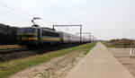 2159 von SNCB kommt mit einem belgischen Personenzug aus Tongeren(B) nach Hasselt(B)  und kamm aus Richtung Tongeren(B) und fährt durch s'Herenelderen(B) in Richtung Hasselt(B).