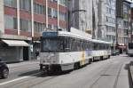 PCC 7086 von De Lijn Antwerpen, nach Anlass der Umleitung für die Tour de France, aufgenommen 06.07.2015 am Haltestelle Kerkstraat