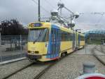 Hier eine Tram der Linie 51 bei der Einfahrt in die Endstation Heysel am 7.9..