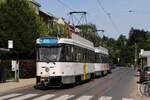 Tw.7153 + 7140 als Linie 4 nach Hoboken in der Haltestelle Cruyslei.