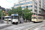Belgium, Antwerpen  Trams 7083+7107 on line 7 are leaving Sint-Paulusplaats while preserved 9994 is waiting for passengers  30/7/2017