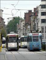 Tramstau in der Gemeentestraat in Antwerpen am 13.09.08.