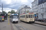 Poldertram NMVB 9994 und De Lijn PCC 7105 aufgenommen 04.09.2016 am Haltestelle Nationale Bank