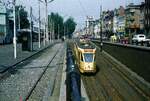 STIB/MIVB Stra�enbahn Br�ssel__PCC Tw 7113 der ersten Serie auf Linie 55 bei der Einfahrt in die  PreMetro .__13-08-1974
