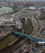 Straenbahn Endbahnhof Heyselpark und eine Metro neben das Koning Boudewijnstadion.